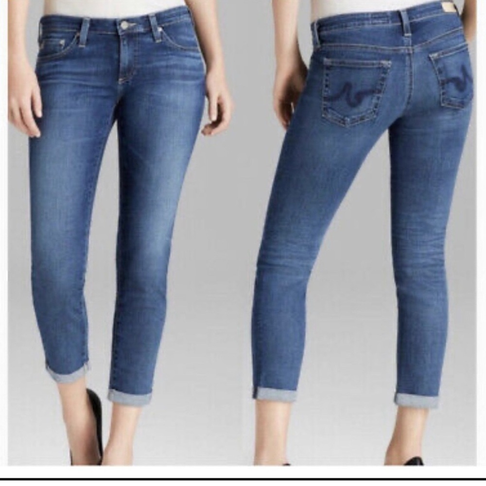 Ag Adriano Goldschmied The Stilt Roll-up Cigarette Roll-up Blue Denim Jean Sz 25